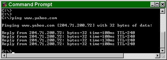 Windows Internet Ping Command